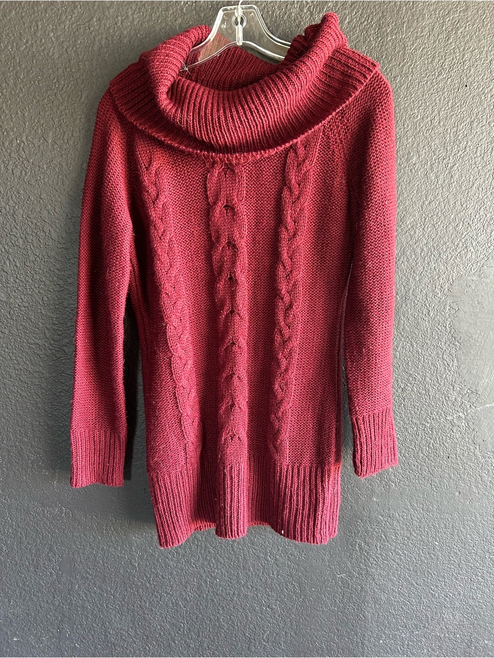 Forever 21 Burgundy Cable Cowl Neck Sweater
